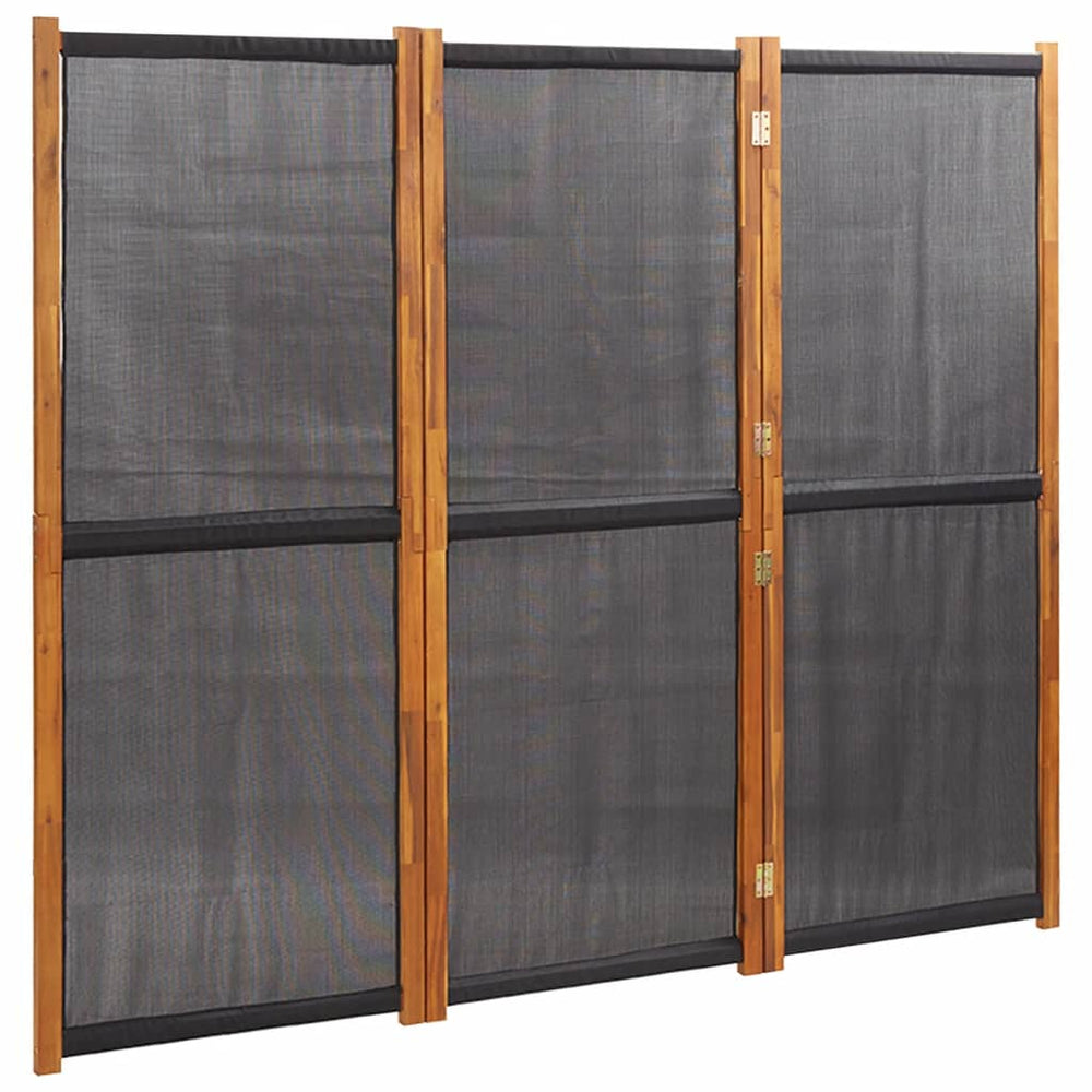 Schwarzer Raumteiler 3-teilig 210x180 cm