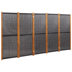 Schwarzer Raumteiler 5-teilig 350x180 cm