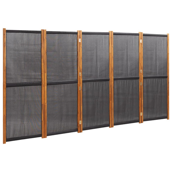 Schwarzer Raumteiler 5-teilig 350x180 cm