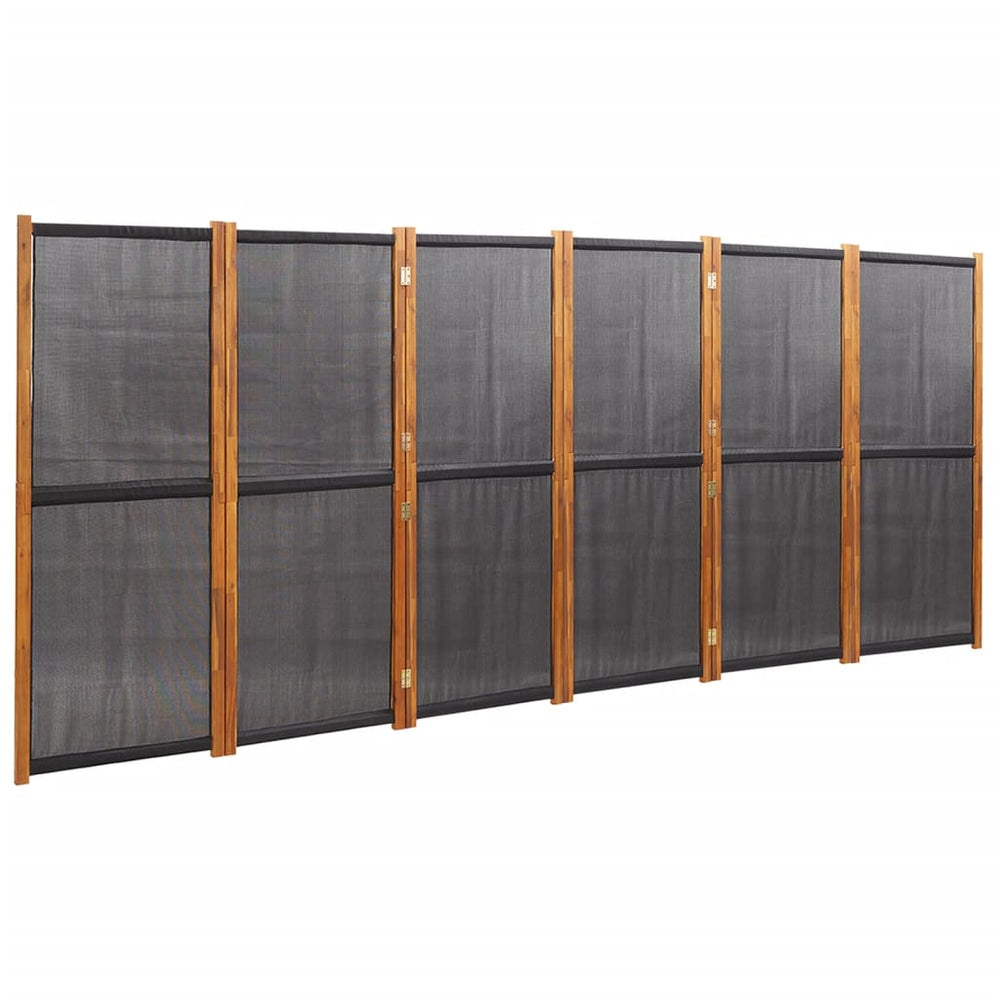 Schwarzer Raumteiler, 6-teilig, 420x180 cm