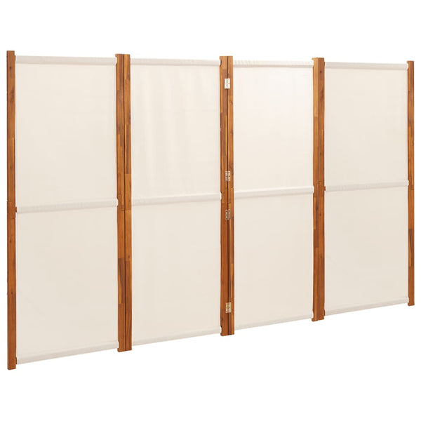 Cremeweißer Raumteiler, 4-teilig, 280x180 cm