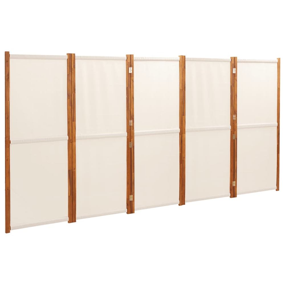 5-teiliger Raumteiler Cremeweiß 350x180 cm