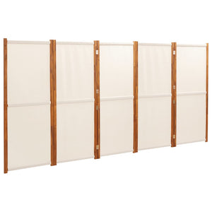 5-teiliger Raumteiler Cremeweiß 350x180 cm