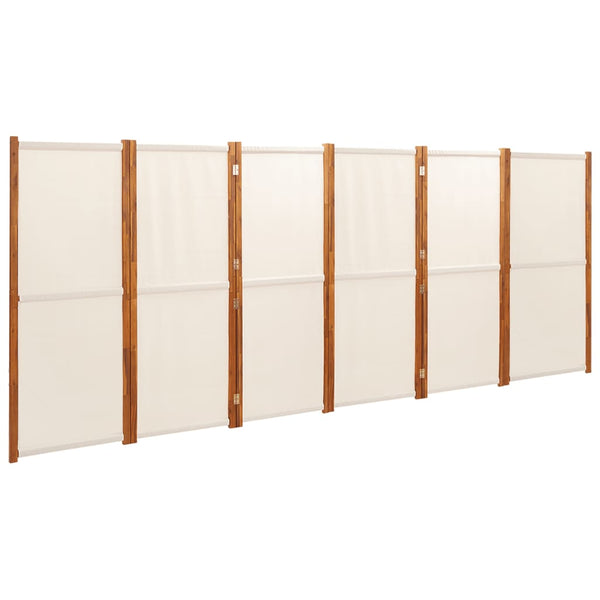 Cremeweißer Raumteiler, 6-teilig, 420x180 cm
