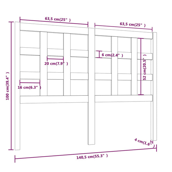 Kopfteil 140 cm Kiefer Massivholz