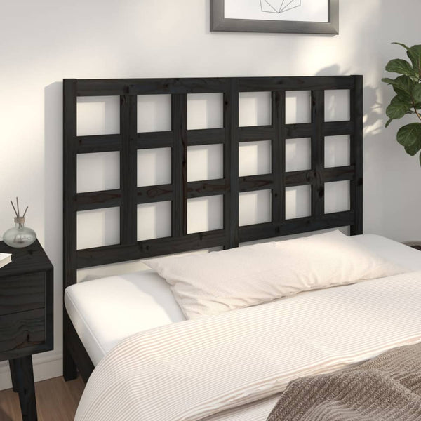 Schwarzes Kiefer Massivholz Kopfteil 140,5 cm