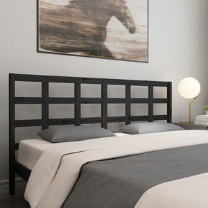 Schwarzes Kiefer Massivholz Kopfteil 185,5 cm