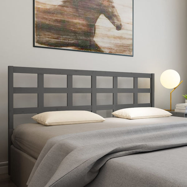 vidaXL Tête de lit gris 205,5x4x100 cm Bois de pin massif