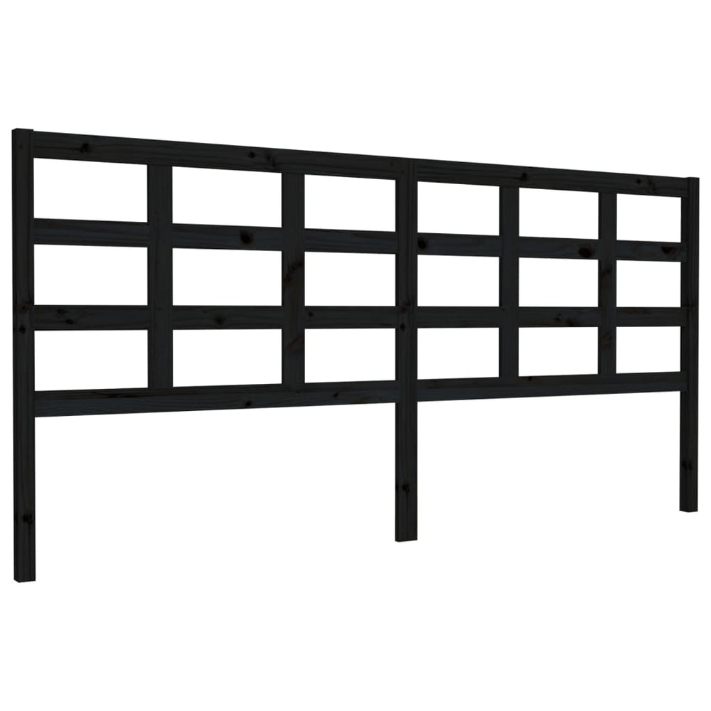 Schwarzes Bett Kopfteil 205,5cm Kiefer Massivholz