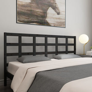 Schwarzes Bett Kopfteil 205,5cm Kiefer Massivholz