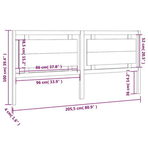 Graues Kiefer Massivholz Kopfteil 205,5cm