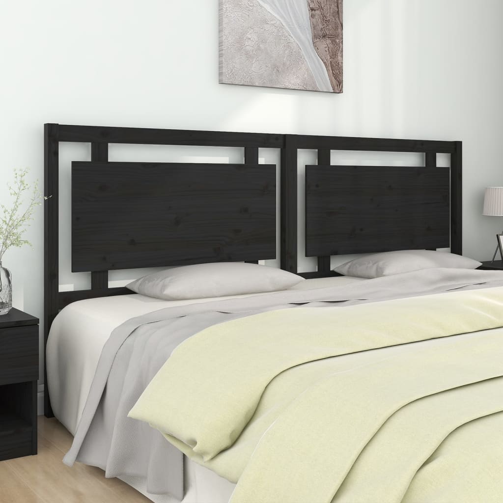 vidaXL Tête de lit Noir 205,5x4x100 cm Bois de pin massif