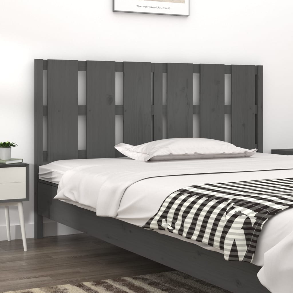 Graues Bett Kopfteil Kiefer Massivholz 155,5cm