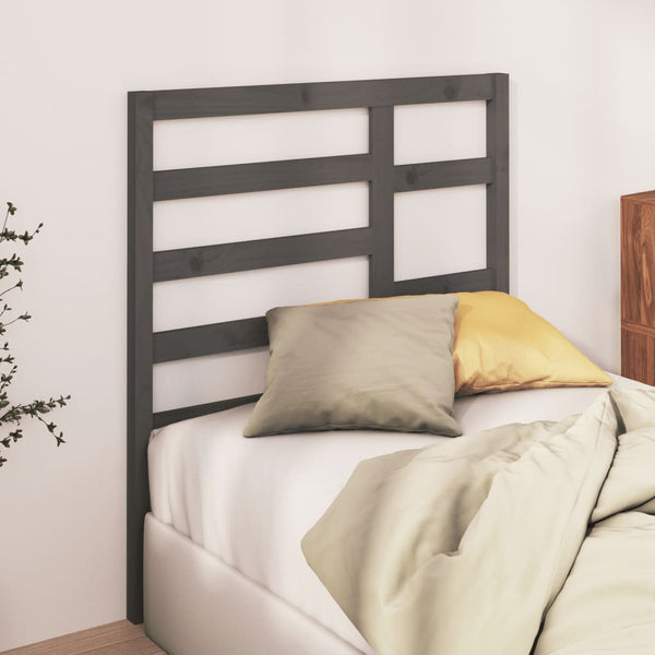 Graues Bett Kopfteil Kiefer Massivholz 96 cm