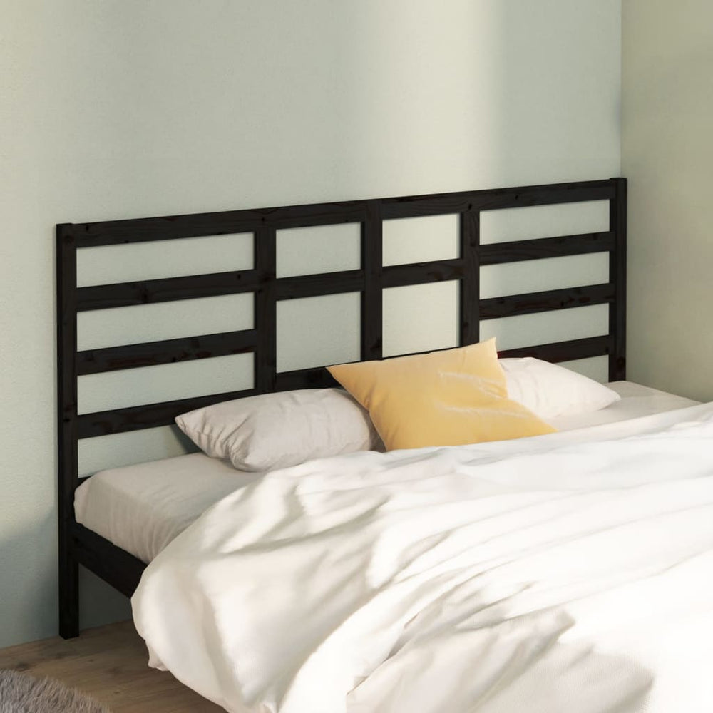 Schwarzes Bett Kopfteil 156cm Kiefer Massivholz