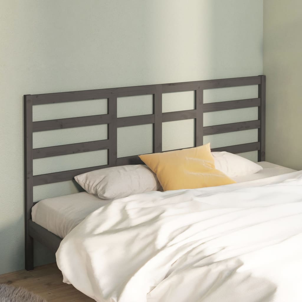 Graues Bett Kopfteil 206 cm Kiefer Massivholz