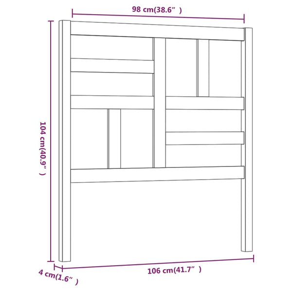 Graues Kiefer Massivholz Kopfteil 106 cm
