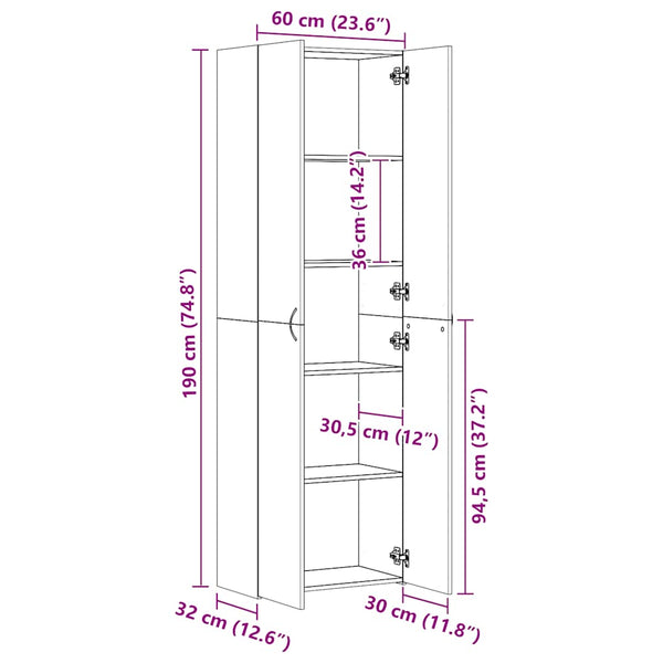 Büroschrank Räuchereiche 190cm hoch