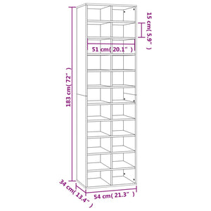 Schuhregal Braun Eiche 54x34x183 cm