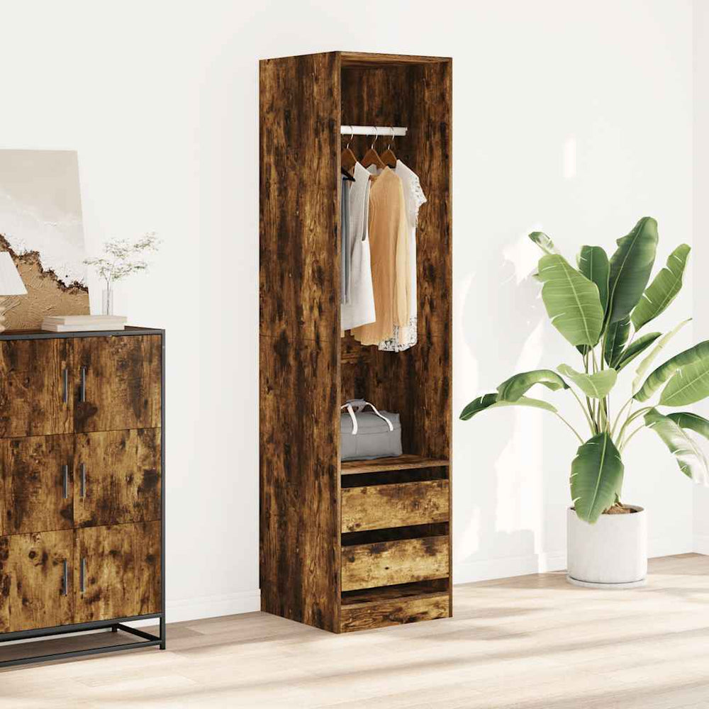 Kleiderschrank Räuchereiche mit Schubladen 50x50x200 cm