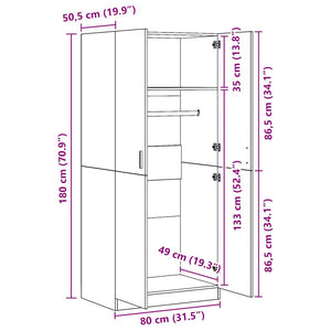 Kleiderschrank Räuchereiche 80x52x180 cm