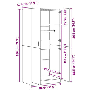 Kleiderschrank Braun Eichenoptik 80x52x180 cm