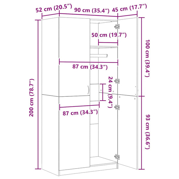 Kleiderschrank Räuchereiche 90x52x200 cm