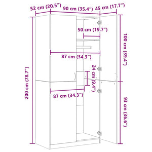 Kleiderschrank Grau Sonoma 90x200 cm