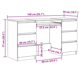 Schreibtisch Braun Eichen-Optik 140 cm