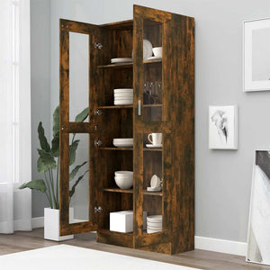 Vitrinenschrank Räuchereiche 82,5x185 cm
