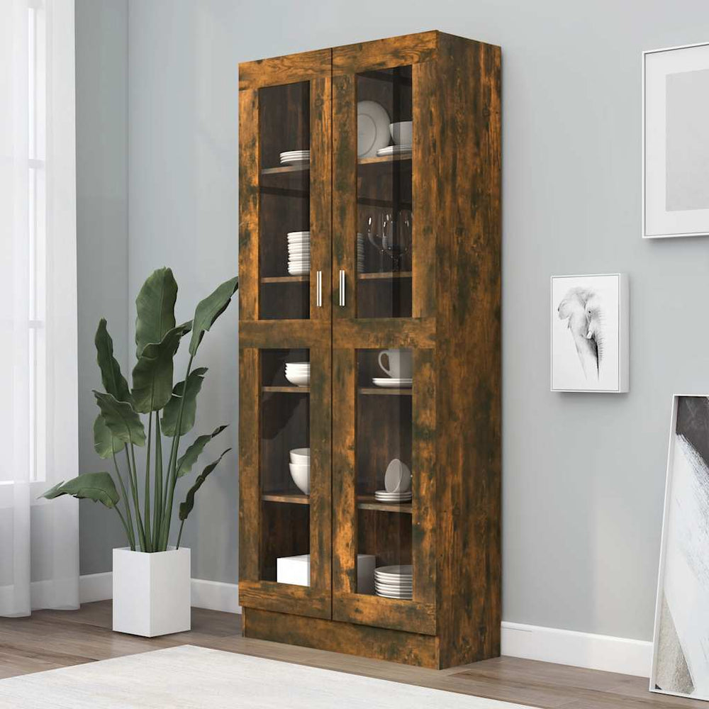 vidaXL Vitrine chêne fumé 82,5x30,5x185 cm bois d'ingénierie