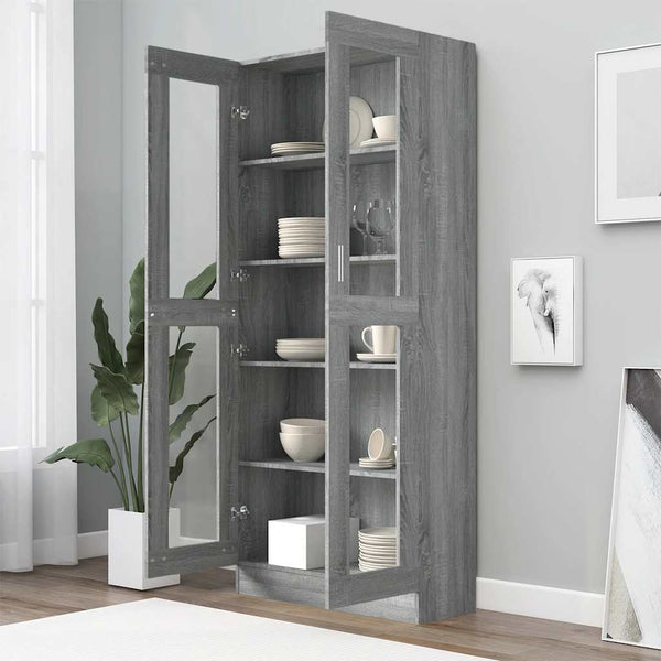 Vitrinenschrank Grau Sonoma 185 cm Hoch