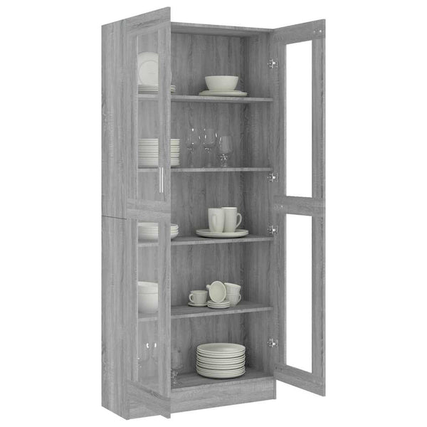 Vitrinenschrank Grau Sonoma 185 cm Hoch