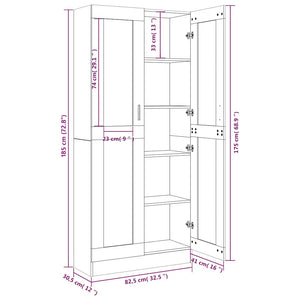 Vitrinenschrank Grau Sonoma 185 cm Hoch