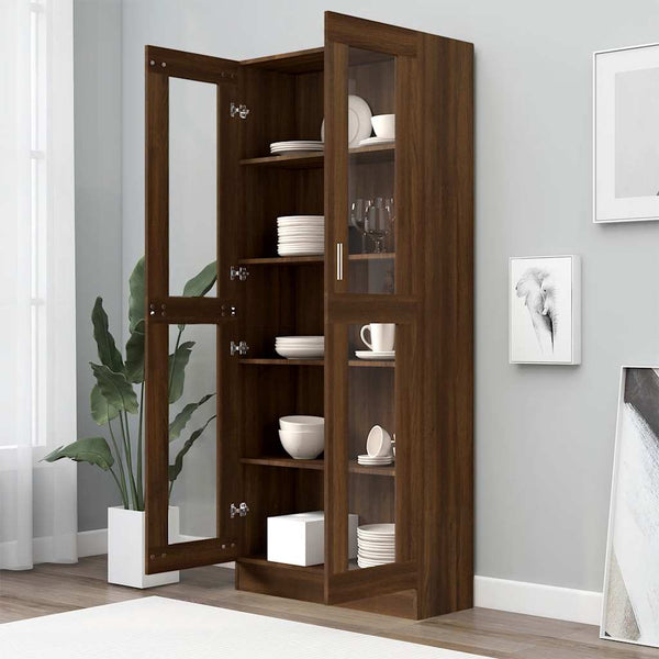 Vitrinenschrank Braun Eichen-Optik 185 cm