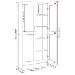 Vitrinenschrank Braun Eichen-Optik 185 cm