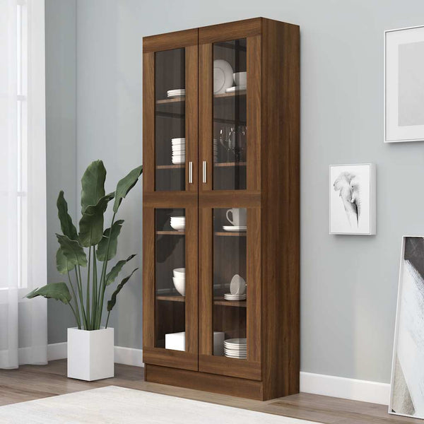 Vitrinenschrank Braun Eichen-Optik 185 cm