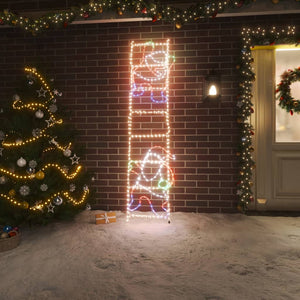 LED Weihnachtsmann auf Leiter Silhouette