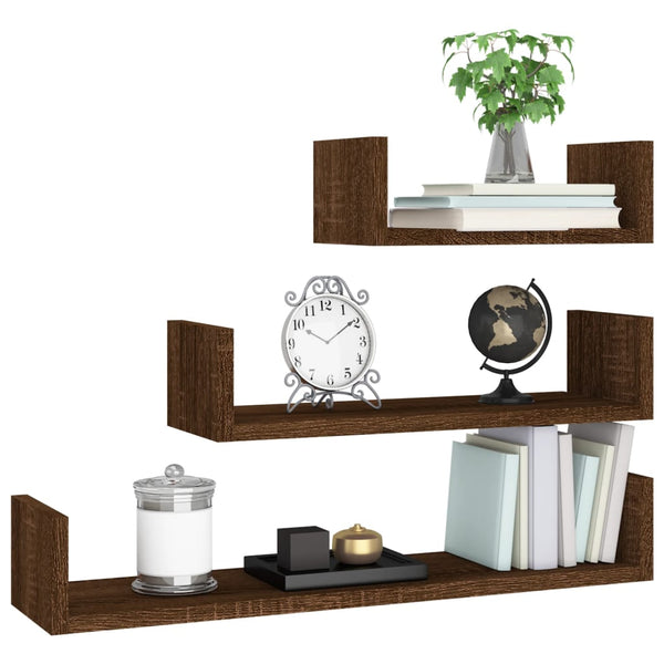Wandregale 3er Set Eiche Braun