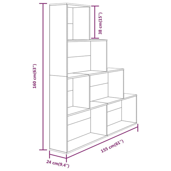 Bücherregal Grau Sonoma 155 cm