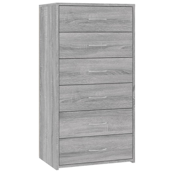 Sideboard Grau Sonoma mit 6 Schubladen