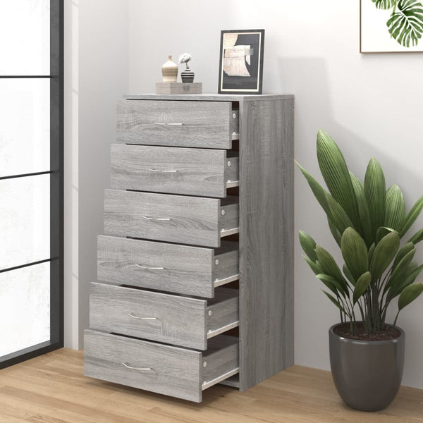 Sideboard Grau Sonoma mit 6 Schubladen