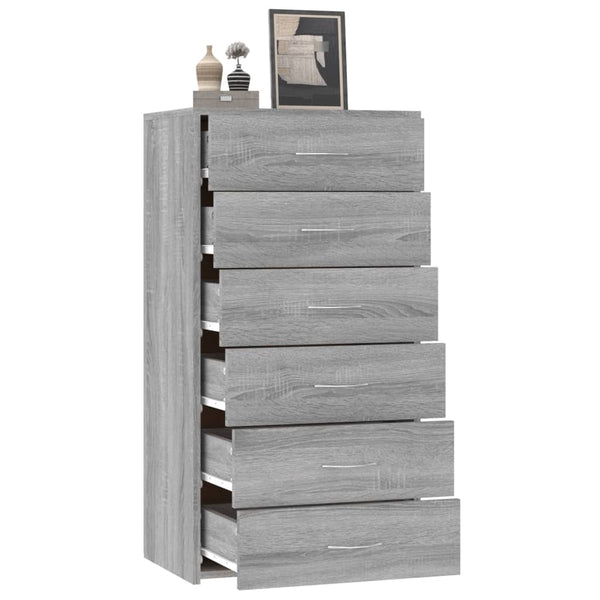 Sideboard Grau Sonoma mit 6 Schubladen
