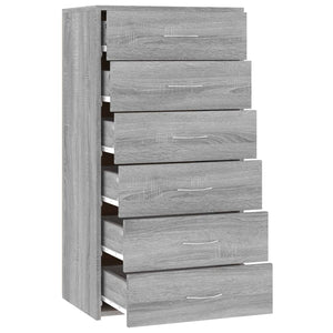 Sideboard Grau Sonoma mit 6 Schubladen