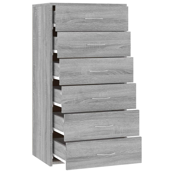 Sideboard Grau Sonoma mit 6 Schubladen