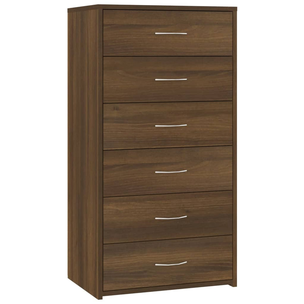 Sideboard Braun Eichen-Optik mit 6 Schubladen