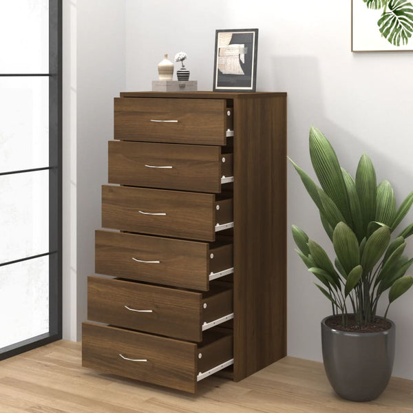 vidaXL Sideboard with 6 Drawers Brown Oak-Look 50x34x96 cm