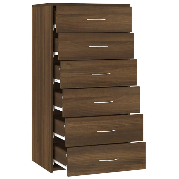 vidaXL Sideboard with 6 Drawers Brown Oak-Look 50x34x96 cm