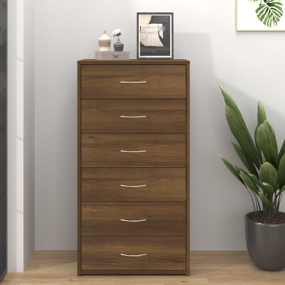 Sideboard Braun Eichen-Optik mit 6 Schubladen