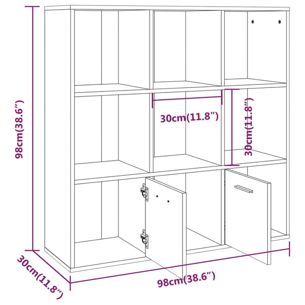 Bücherschrank Grau Sonoma 98x98 cm
